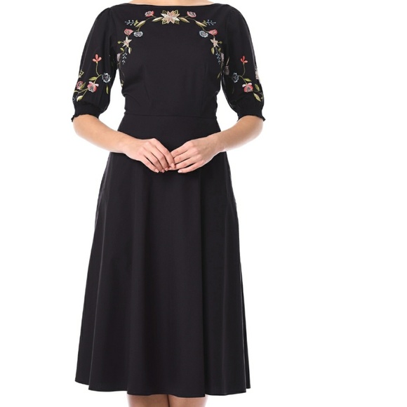 NEW eShakti Embroidered Retro Poplin Puff Sleeves - Picture 2 of 8